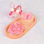 Floral Candles with Resin Tray - PINK PEONY + STRAWBERRIES & CREAM - Image 3